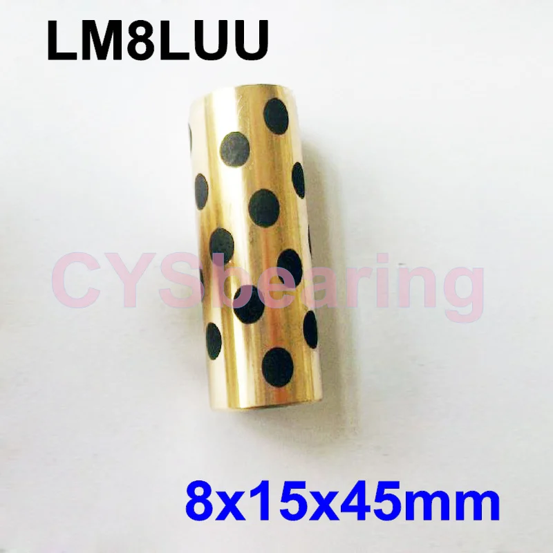 1pc bush 8x15x45 mm linear graphite copper set copper bushing oil self-lubricating bearing JDB for shaft 8mm LM8LUU LM8L