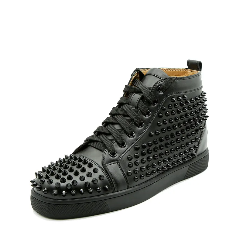 Stylish Men Spike Casual Shoes Rivet Sneakers Lace-up High Top Fashion Male Shoes Chaussure Homme