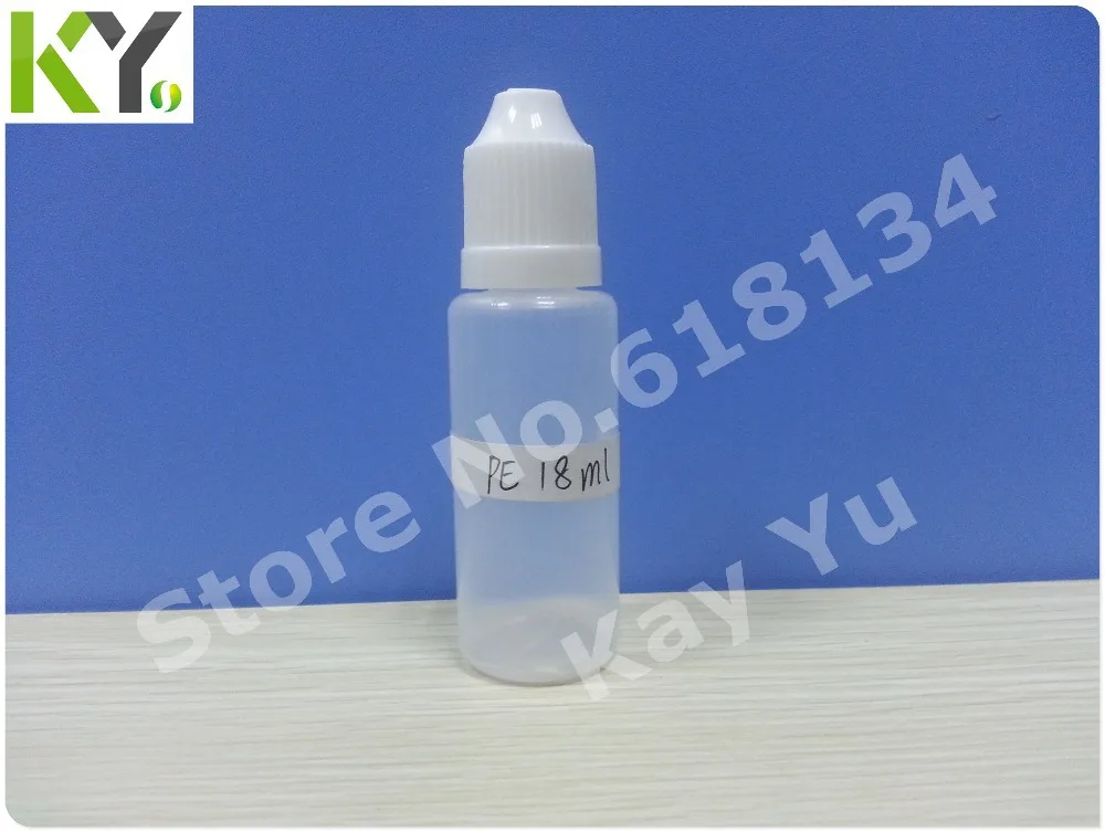 Wholesale Free shipping 18ml PE childproof cap plastic bottle  with normal tip for 2500pcs E-cigarette bottle