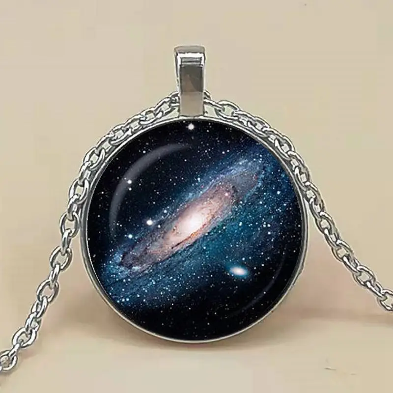 Новинка 2019, лидер продаж, винтажная подвеска в виде спиральной туманности, ожерелье в виде галактики с колесиком, Посеребренная универсальная бижутерия, кулон с художественным принтом