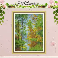 Tree Reflection Patterns Counted Cross Stitch Set 11CT 14CT 16CT Stamped DMC Cross-stitch Kit Embroidery Needlework Home Decor