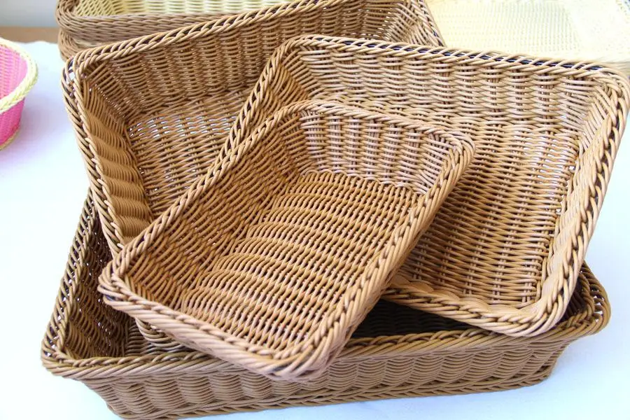 

rectangular plastic rattan basket ,bread basket,food baskets, dried fruit plate, fruit bowl , fruit plate