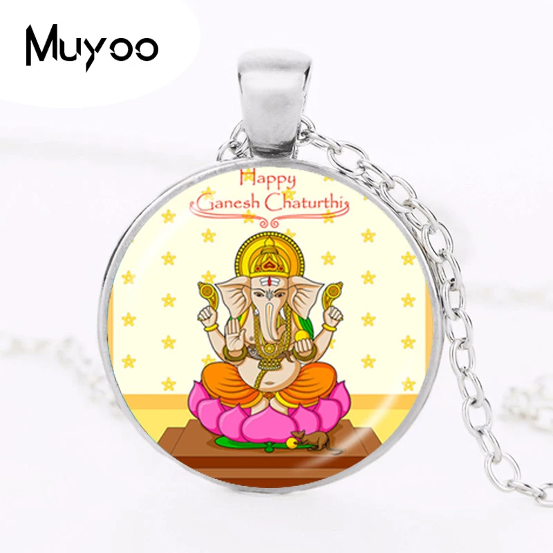 Lord Ganesh Ganesha Necklace God of Fortune Pendant Hindu Elephant Necklace Buddha Meditation Spiritual Jewelry  Necklace HZ1