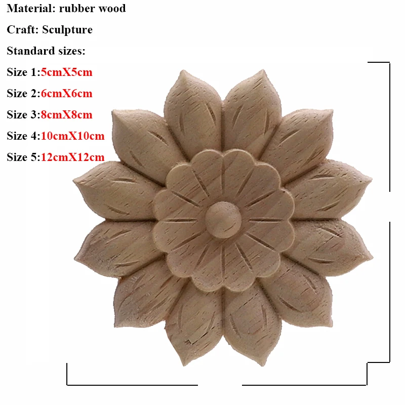 VZLX Vintage Floral Woodcarving Corner Appliques Frame Wall Furniture Woodcarving Decorative Wood Figurines Crafts Home Decor