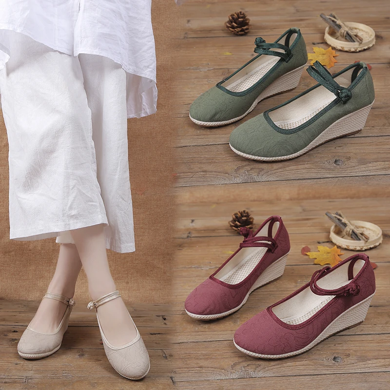 Beijing Cloth Shoes Female Summer Wedges Mother Shoes Ethnic Platform Shoes Women