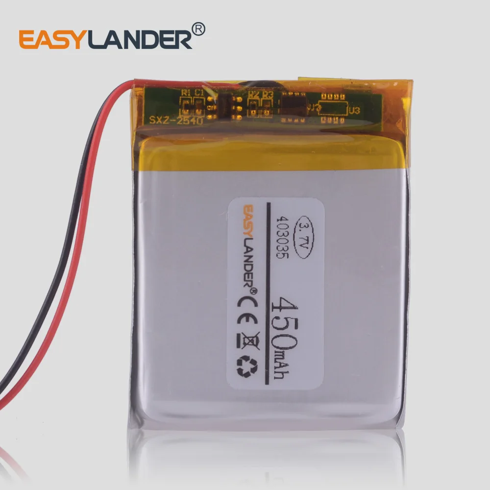 CE+Rohs 10PCS/Lot Rechargeable li ion Lipo polymer battery 3.7v 450mah 403035