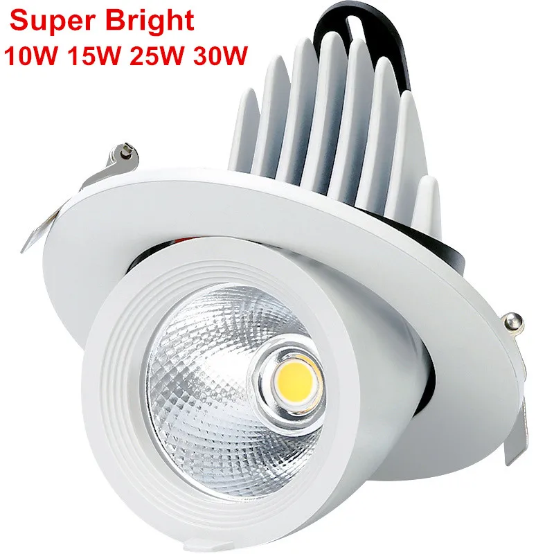 

Super Bright 10W 15W 25W 30W LED Trunk Light Gimbal Light Adjustable COB Gimable Rotation Recessed Ceiling Downlight AC85-265V