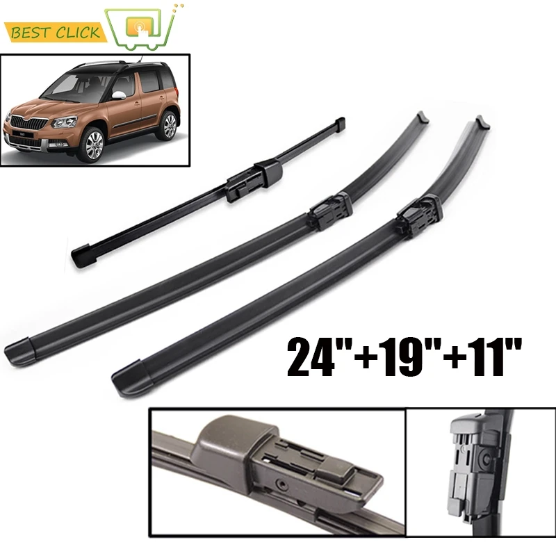 Misima Windshield Windscreen Wiper Blades Kit Set For Skoda Yeti 2008-2017 Front Rear Window 2009 2010 2011 2012 2013 2014 2015