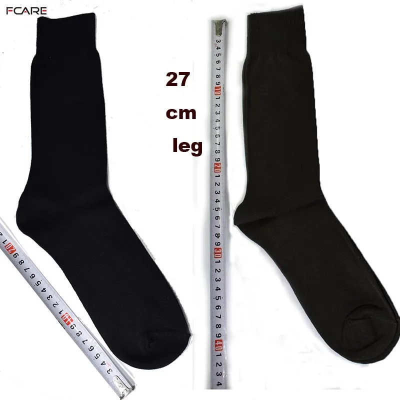 Fcare 10PCS=5 pairs long leg business 44-47 crew men dress cotton black, blue, brown and army green plus big size socks