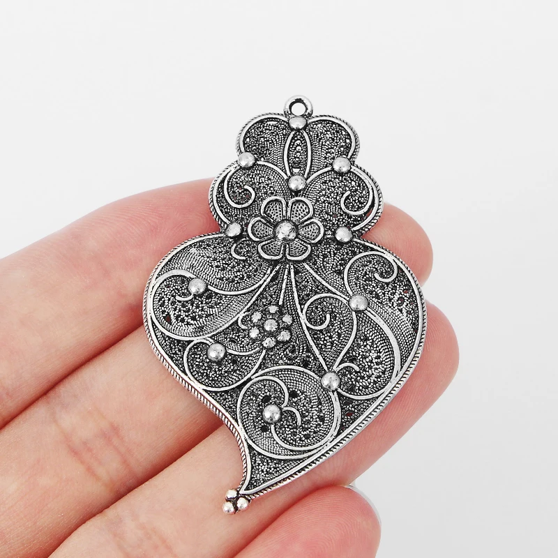 5Pairs/set Heart Filigree Pendant Accessories For Jewelry Viana Heart Charms for Handmade Necklace Earring Jewelry Making Findi