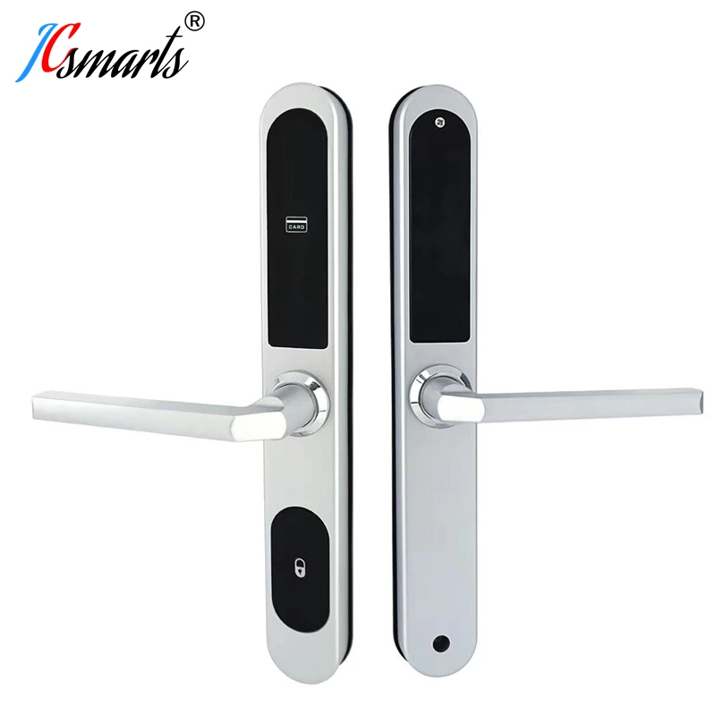 Commercial security RF key card door locks on aluminum door