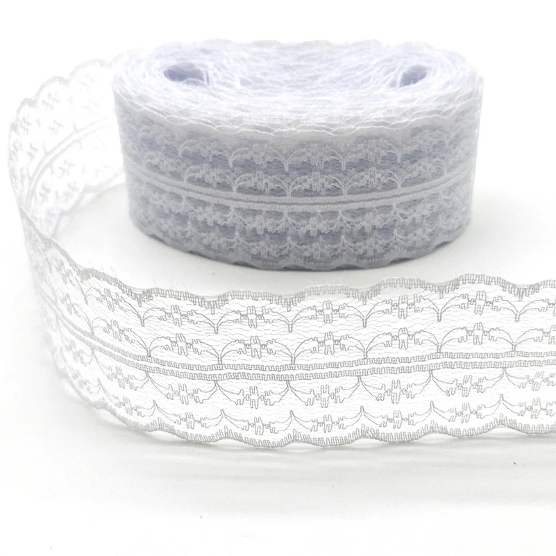 Beatiful 10 Yards High Quality White Lace Ribbon Tape 45MM Lace Trim DIY Embroidered For Sewing Decoration African Lace Fabric