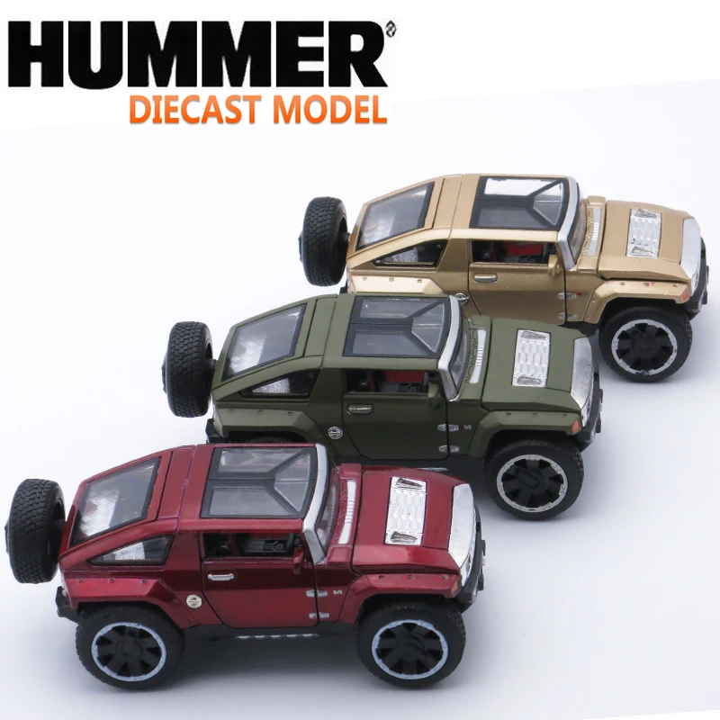 14Cm długości modele Diecast Hummer, samochód ze stopu w skali 1:32, chłopcy prezent metalowe zabawki z muzyką/światło/otwierane drzwi/funkcja wycofania