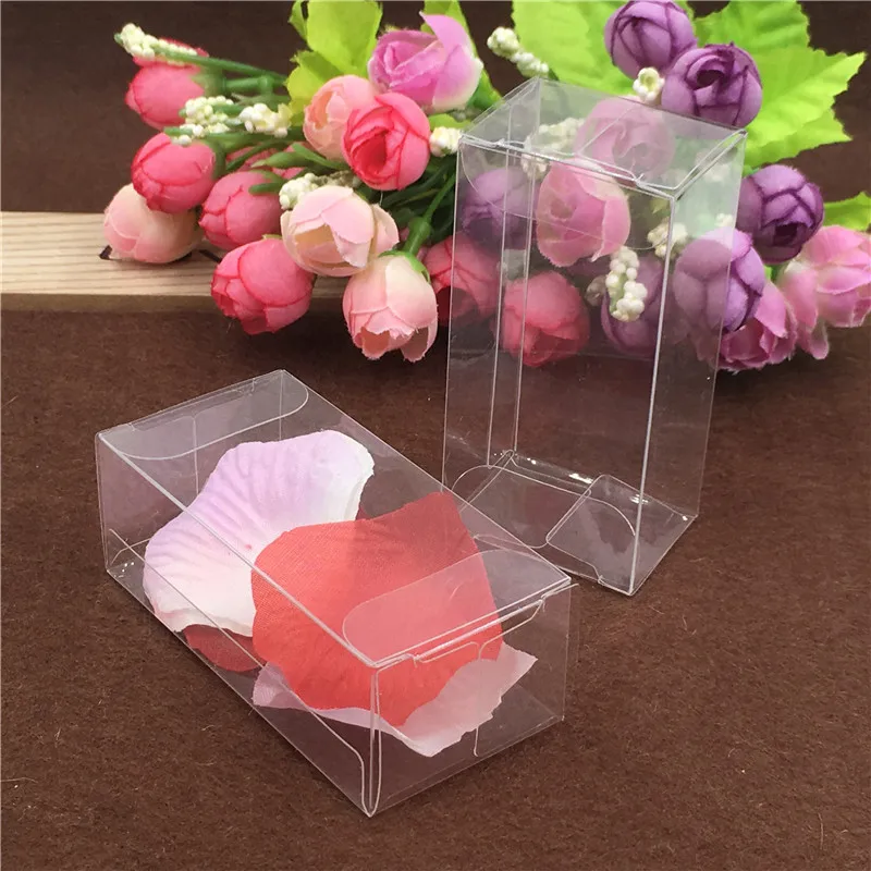 24Pcs 3x4x8.2cm Visible Plastic PVC Transparent Box For Cake Chocolate Petals Flower Wax Candle Candy Gift Package Storage Boxes