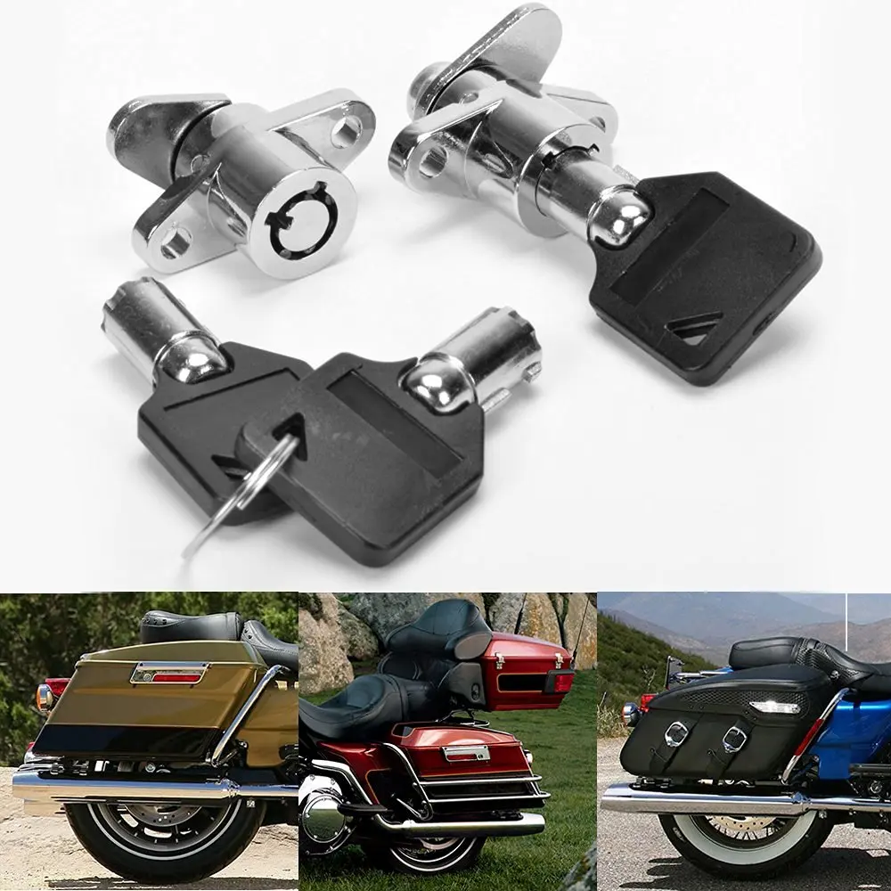 

2x Chrome Steel Premium Hard Saddlebag Saddle Bag Lock For Harley Touring Model Road King Electra Glide 1993-2014