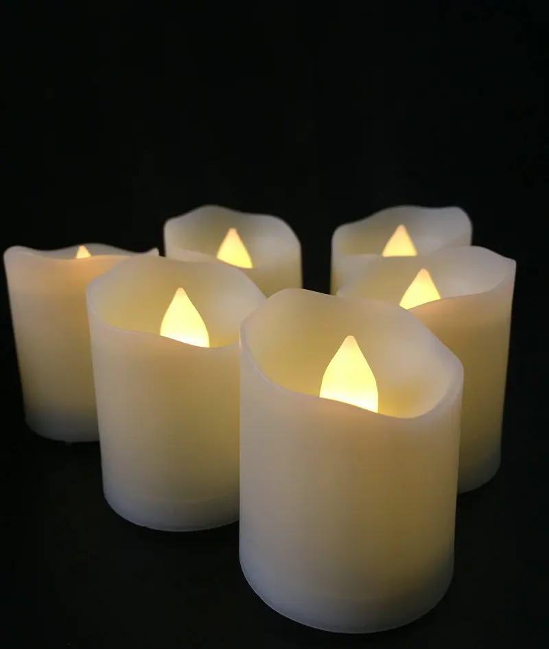 Set of 6pcs wavy Edge Flameless LED Candle w/timer Remote Control Flickering votive tealight Christmas/Wedding/Church-Warm white