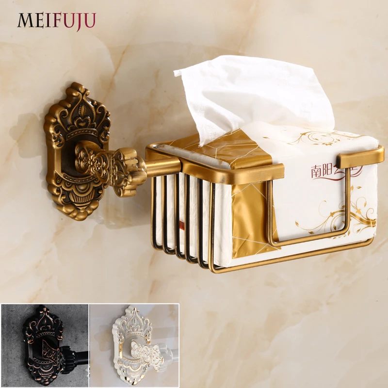 Paper Holders Antique Black Wall Shelf Toilet Basket Towel Shampoo Bathroom Kitchen Storages Home Decorative Shelves White