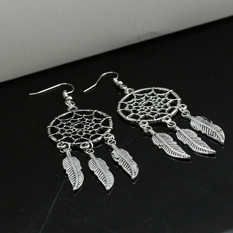 JIOFREE Vintage dream catcher Alloy feathers Clip on Earrings Non Piercing For Women Girts Fashion Party Wedding Ear Jewelry