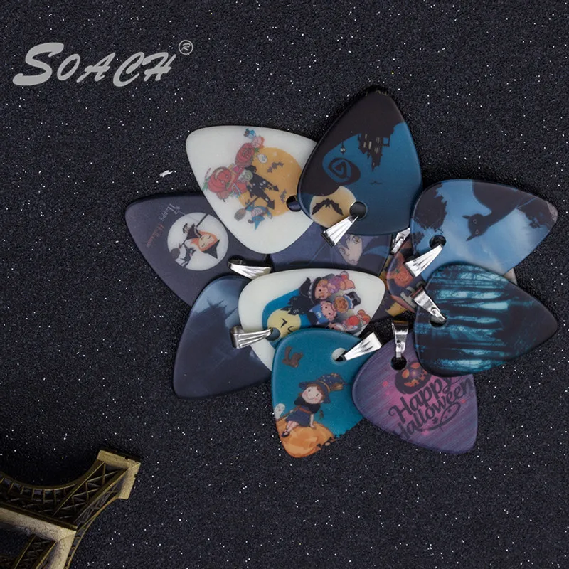 SOACH In 2016 the new guitar pick pendant necklace Halloween design necklace pendant, luminous 1 mm guitar pick pendant necklace