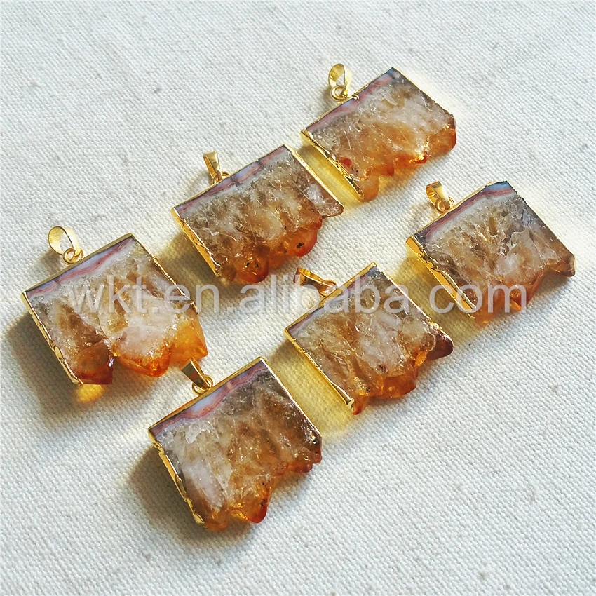 WT-P920 Wholesale beautiful yellow ctystal pendants raw crystal stone pendant for necklace jewelry making