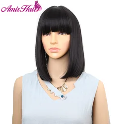 Amir Straight Hair Bob Wigs Short Synthetic Hair Wigs For African Women High temperature Fiber Black brown burgundy colors