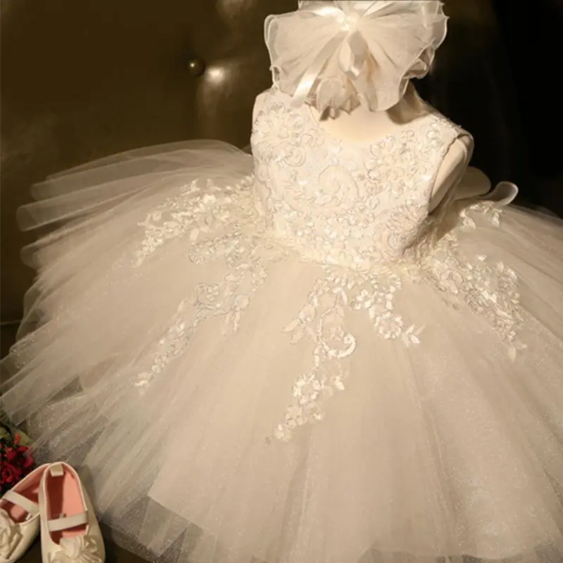 Fadistee Nieuwe Collectie Ivory Tulle Mooie Bloem Meisje Jurken Zachte Kant Baby Meisje Zuigeling Kant Jurk Kinderen Formele Slijtage Kant 2022