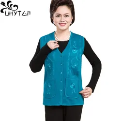 UHYTGF gilet donna Cardigan lavorato a maglia primavera autunno gilet gilet moda ricamato madre sottile gilet larghi maglione femminile 708