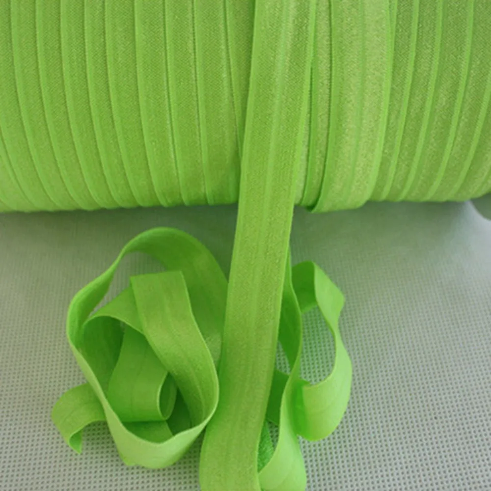 

Wholesale foe 50 yards per roll solid foe elastic ribbon kids hair tie for garment accessories #550 apple green