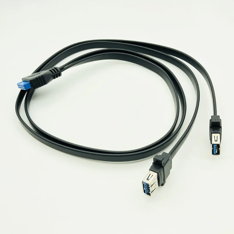 H1111Z Connettore USB 3.0 Montaggio A Pannello Dual Port USB 3.0 Femmina A Vite Montaggio A Pannello per Scheda Madre 20 Spille Intestazione Piatto cavo del Cavo NUOVO