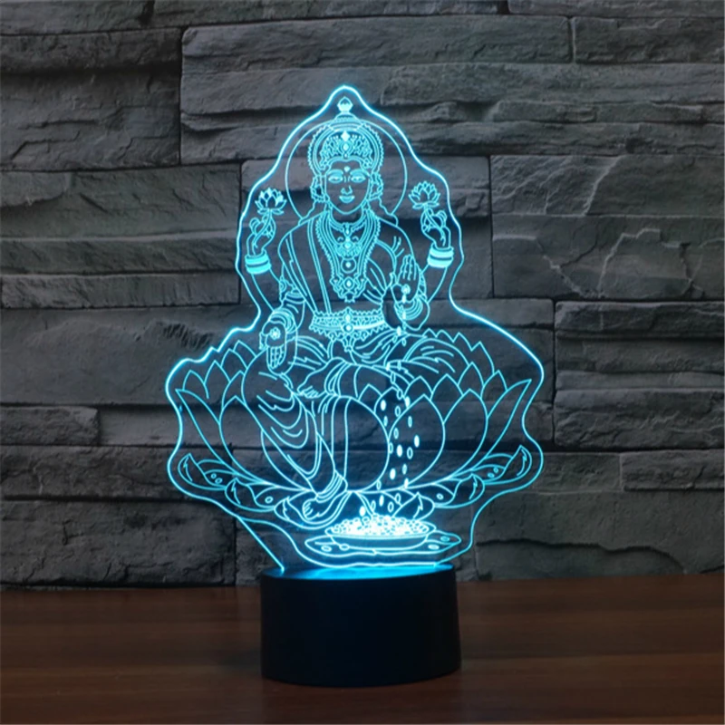

7 Color buddhism Led 3D Nightlight Guanyin USB Table Lamp Atmosphere Night Light auspicious believers chanting buddha Home Decor