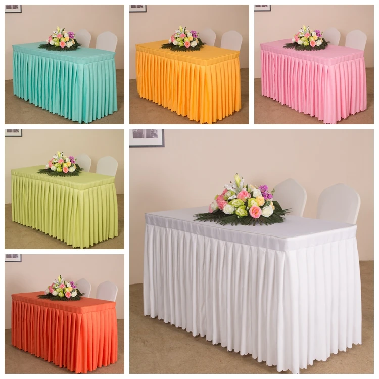 

1PC Customized White/Red/Black 21 colors Solid Plain Polyester Wedding Candy Table Cloth Cover Conference Reception Table Skirt