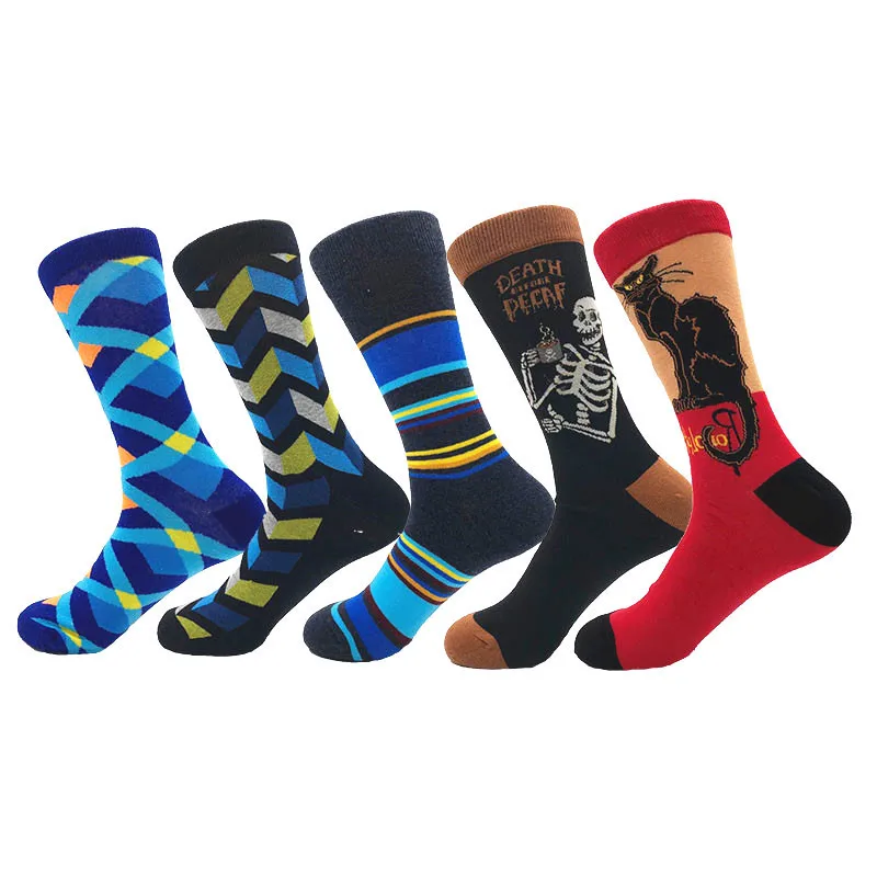 

New Autumn Arrived Happy Socks Men Colorful Striped Plaid Design Casual Cotton Socks Leisure Socks Funny Gift