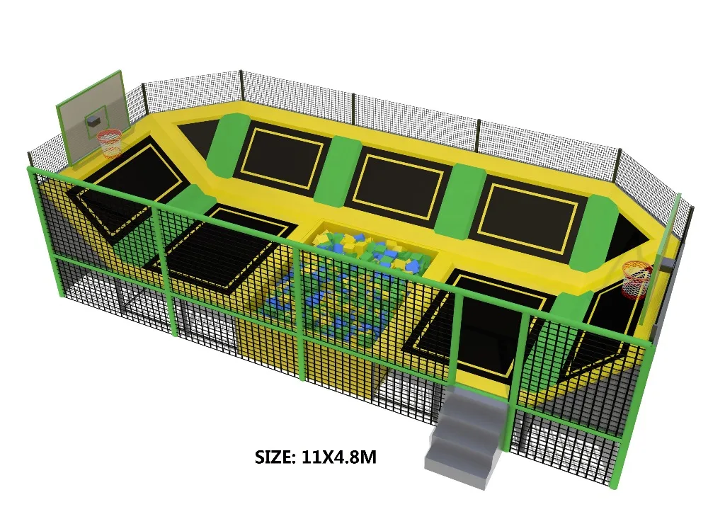 ASTM Certificated Medium Size Trampoline Park With Big Foam Pit and Basketball Area HZ-LG070