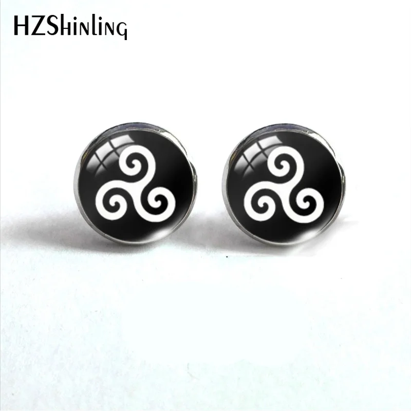 2019 Teen Wolf Triskele Glass Stud Earring Triskelion Allison Argent Earring Glass Cabochon Hot Bronze