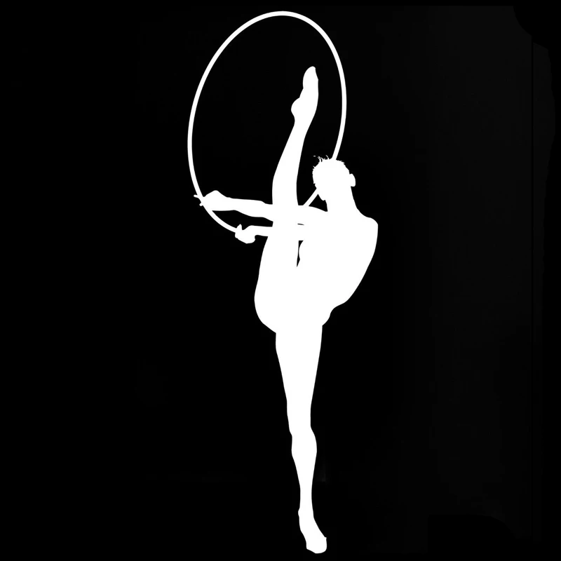 6.5CM*18.5CM Creative Interesting Gymnastic Girls Sport Acrobatics Ribbons Car Sticker Vinyl Black/Silver S9-0486