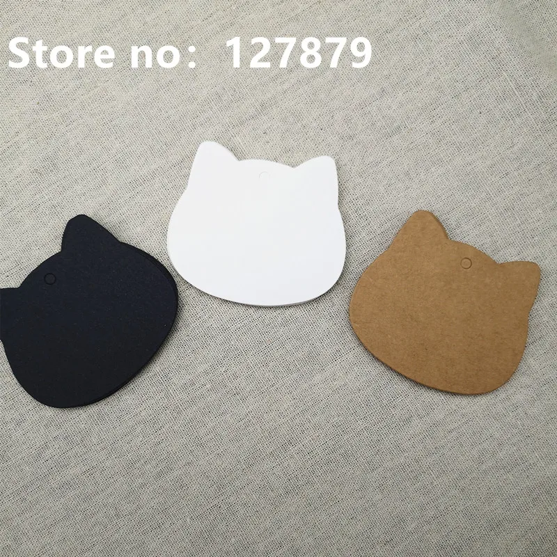 100pcs 5.5x6.5cm Cat  Kraft Paper Tag Hand Made Gift Paper Cards DIY Price Label for Wedding Birthday Party Sewing Garment Tags