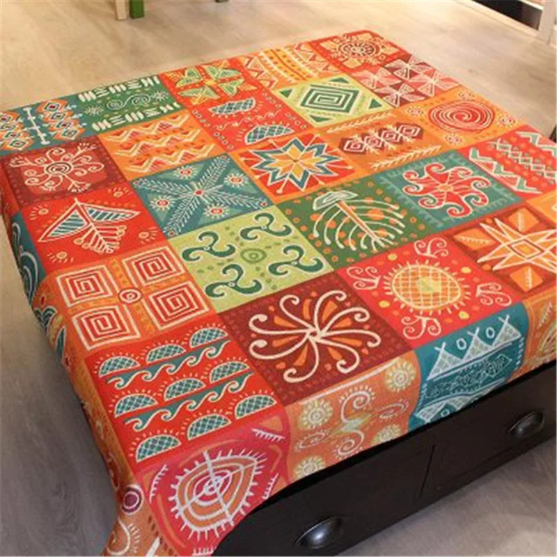 Creative vintage painted plaid linen cotton wedding dining tablecloths coffee hotel square round table cloth tablecloth cover