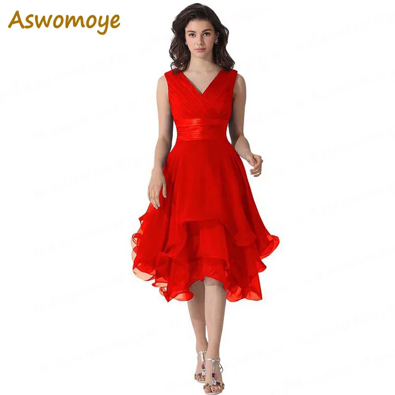 Aswomoye Korte Bruidsmeisjekleding Chiffon 2020 Nieuwe Ontwerp Elegant Wedding Party Dress Formele Prom Dresses Robe De Soiree