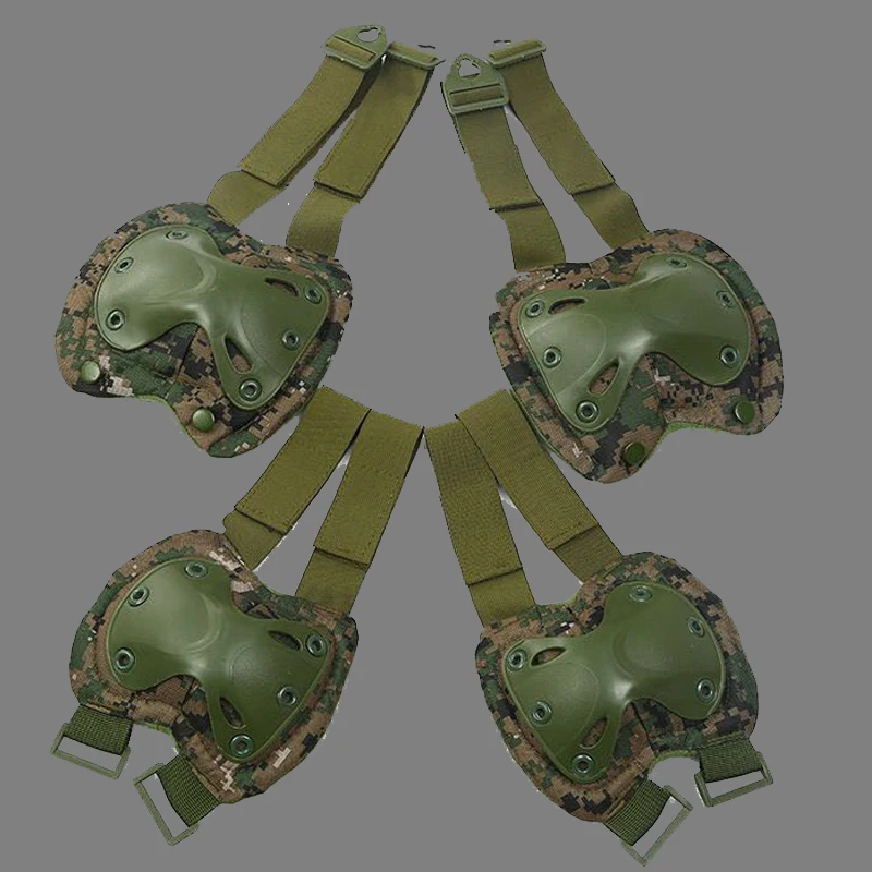 Conjunto de coderas y rodilleras de protección táctica militar, conjunto de seguridad deportiva, almohadillas de tiro para caza al aire libre,