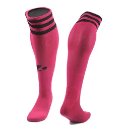 Kids Football Soccer Socks Sport  Kids Above Knee Tube Durable meias Strips Children Medias Futbol Knee High Athletic Socks Pink