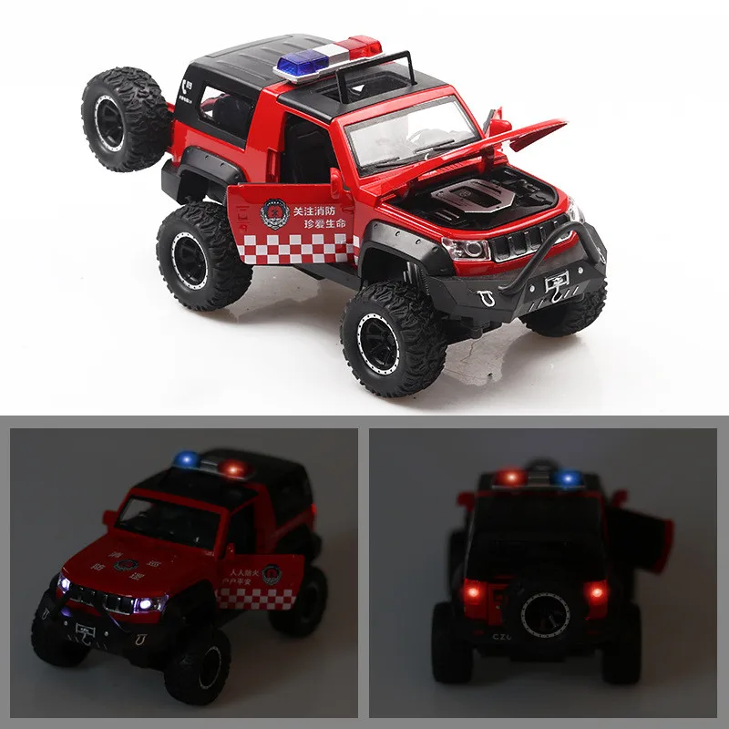 Cool 1:32 bj40 off-road alloy model,children's sound and light pull back 5 open door special police toy car model,free shipping