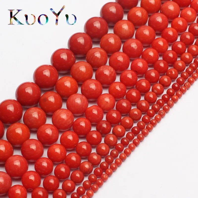 AAA Natural Red Coral Beads Round Spacer Loose Beads For Jewelry Making 15\