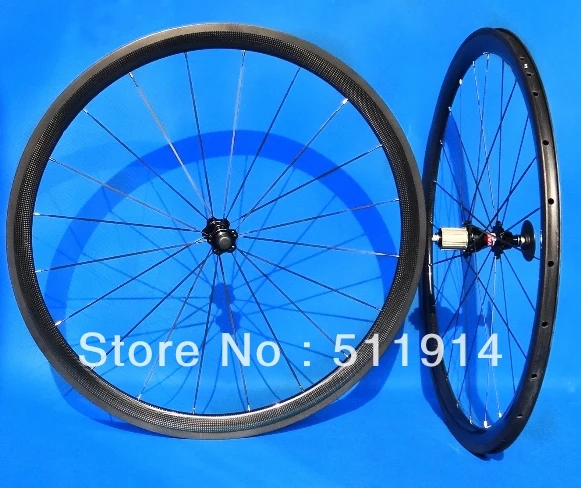 

WS-CW03 Full Carbon Road bike 38mm Clincher Wheelset 700C Clincher Rim , black Spokes , black hub , (front and rear)