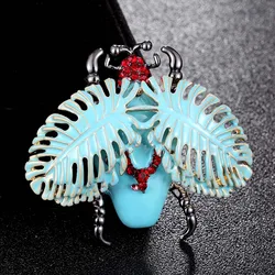 zlxgirl Green Insect Brooch For Men Jewelry Christmas Hijab Pins And Broaches Women's Enamel Pin Brooch Bags Accessories