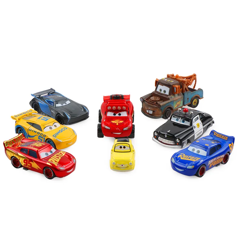 Disney Pixar Cars 2 3 Lightning McQueen Mater Jackson Storm Ramirez 1:55 Diecast Metal Alloy Car Model Christmas Kids Toys Gifts