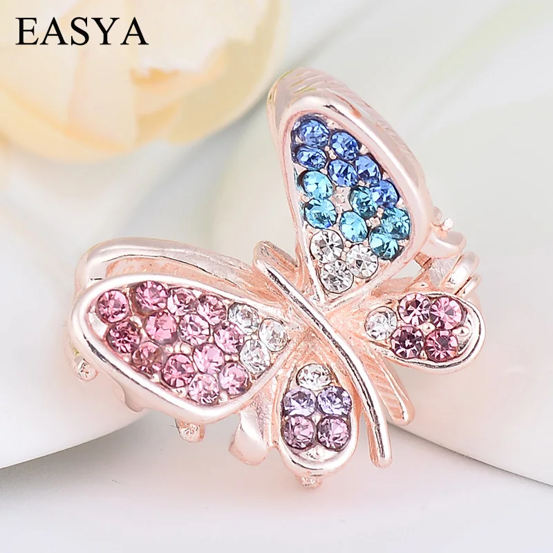 EASYA High Quality Rhinestone Butterfly Hair Claw Hairwear New Fashion Crystal Headwear Hair Accessories For Women Girls