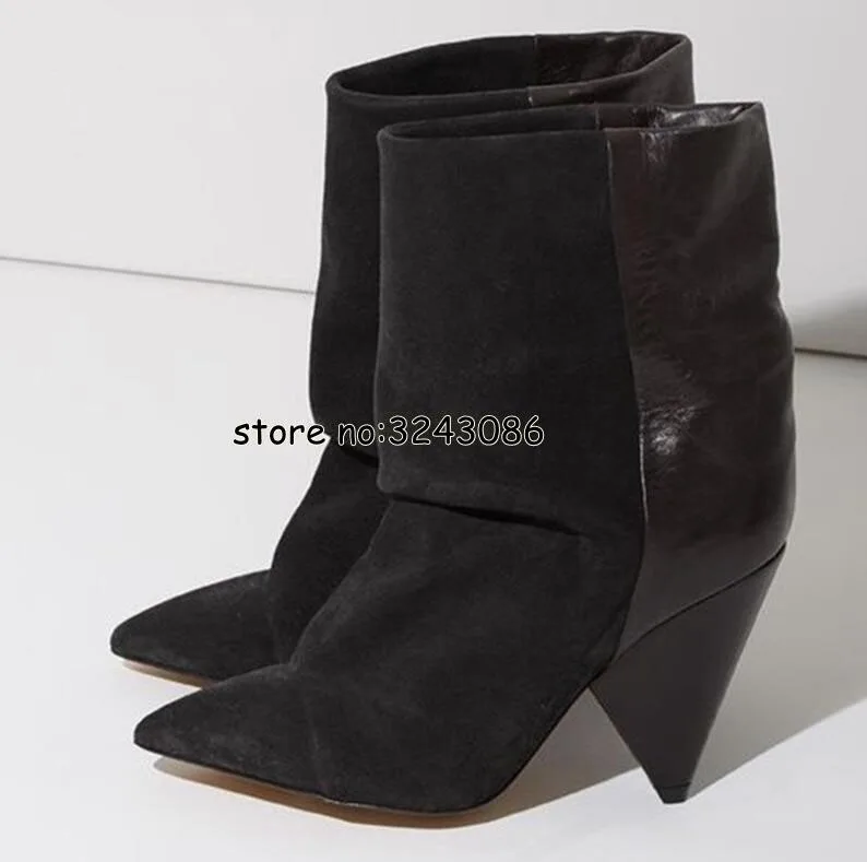 Suede Leather Pointed Toe Fashion Short Boots Street Style High Heels Lady Shoes Spring Autumn Ankle Boots Shoes