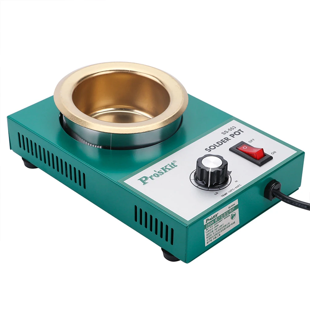 Pro\'skit  Lead Free Solder Pot0.3/0.5/1.6/2.2kg Capacity Round Tin Stove Soldering Desoldering Melting Furnace Tinning Tools