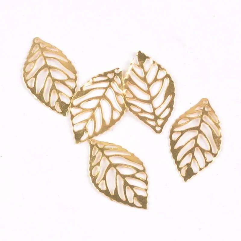 50Pcs Metal Crafts Filigree Leaves Wraps Connectors Embellishments For DIY Home Decor Handicraft Scrapbooking 23x14mm YK0751