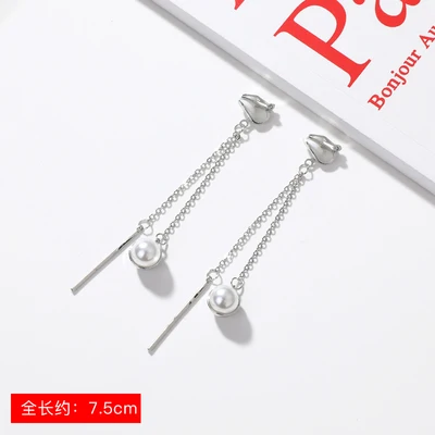 GRACE JUN Hot Sale Rhinestone Pearl Enamel Clip on Earrings for Women Fashion Party Prom Stuedent Style No Pierced Earrings